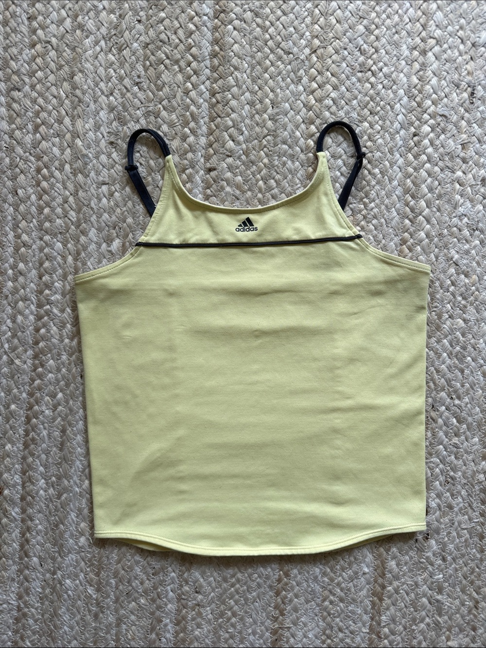 adidas Vintage Pale Yellow Workout Top with Gray Straps